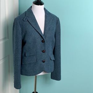 Vtg L.L. Bean Blue Tweed Wool Blazer 6R